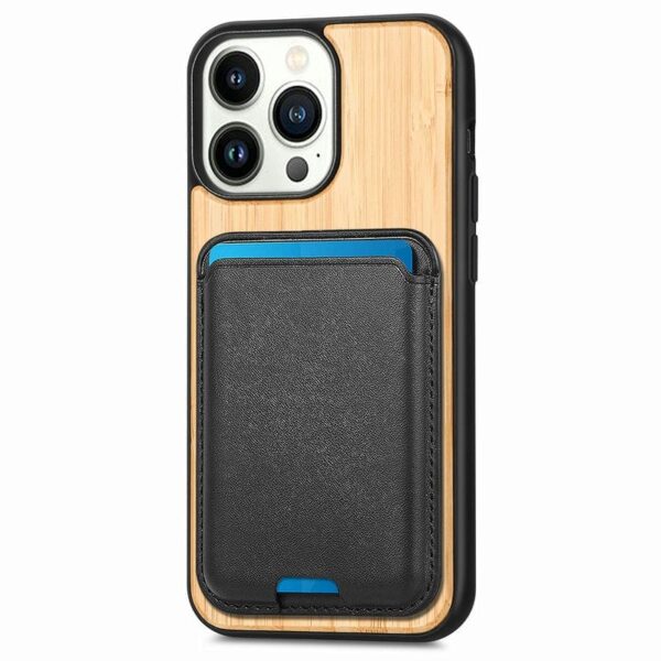 iPhone 14 Pro Solid Wood Magnetic Card Holder Phone Case Zhuzi